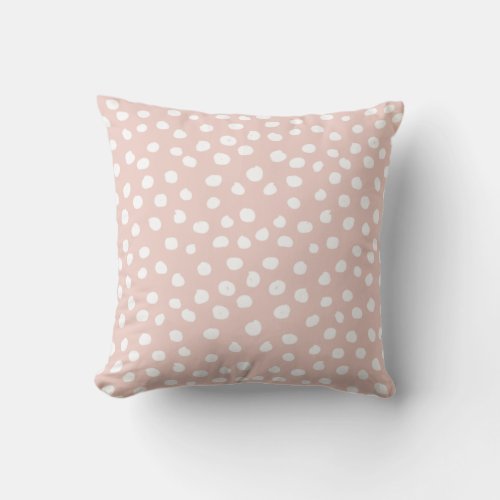 Dots Wild Animal Print Blush Pink And White Spots Throw Pillow