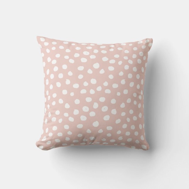 Dots Wild Animal Print Blush Pink And White Spots Throw Pillow (Front)