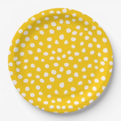 Dots Wild Animal Print Yellow And White Spots Paper Plates