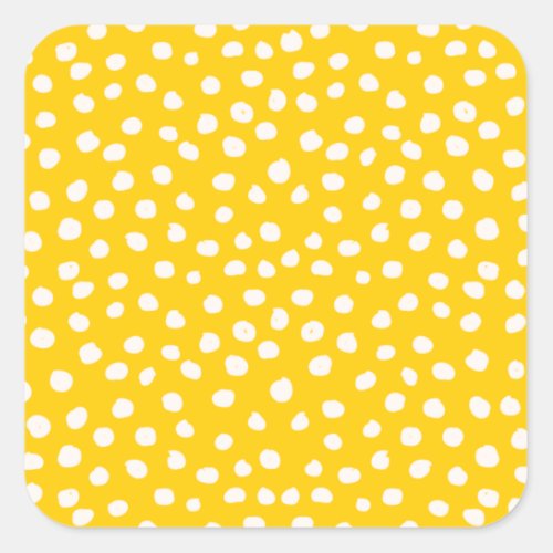 Dots Wild Animal Print Yellow And White Spots Square Sticker