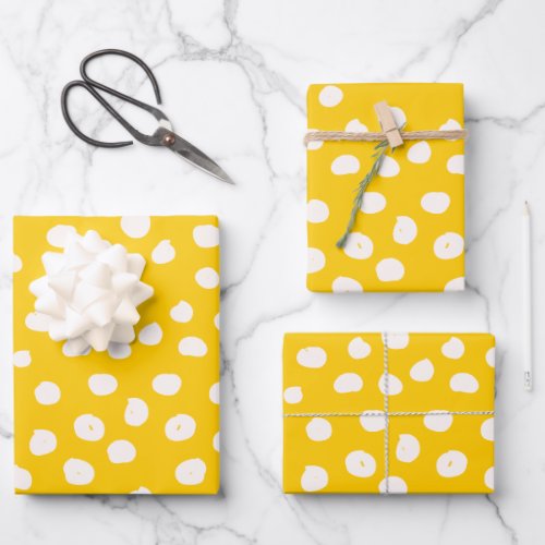 Dots Wild Animal Print Yellow And White Spots Wrapping Paper Sheets
