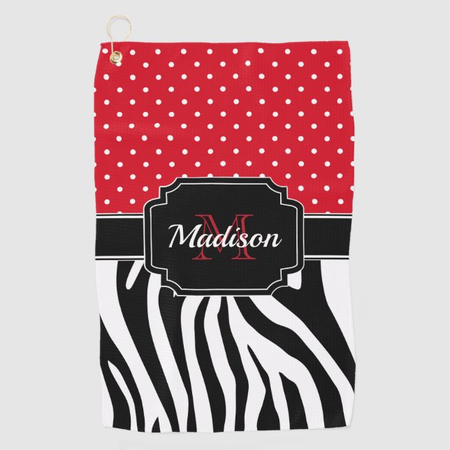 Dots & Zebra Print Golf Towel (Front)