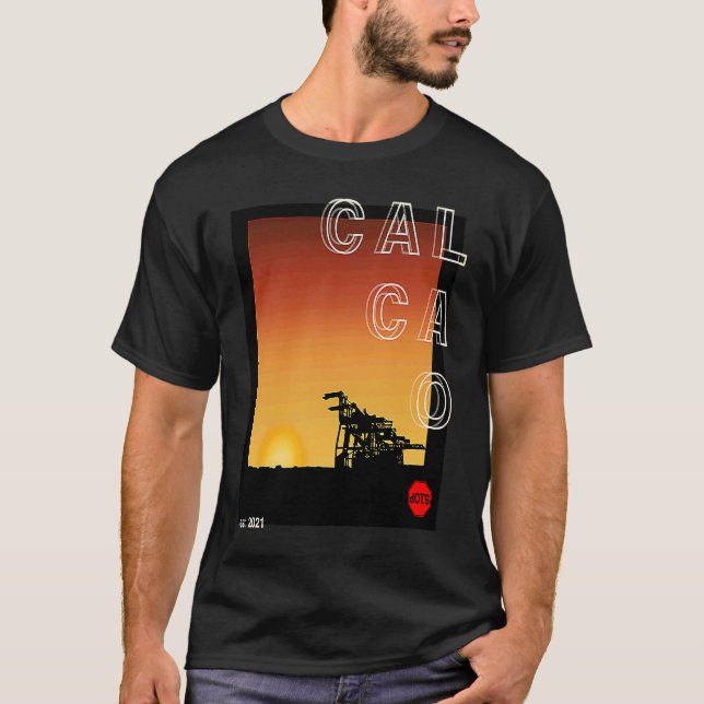 dOTSbayarea  CALCAO series Oakland cranes sunrise, T-Shirt (Front)