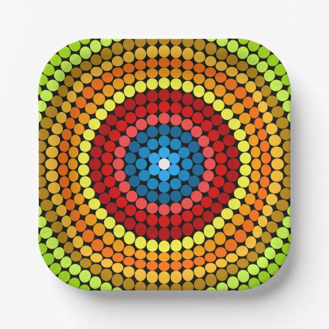 Dotted Abstract Mandala Art Design-65904 Paper Plates (Front)