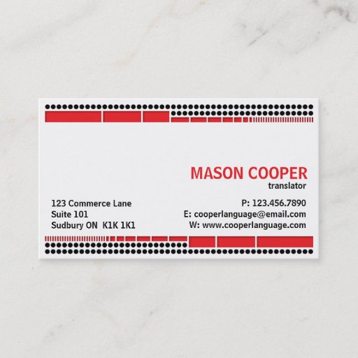 Customizable Dotted And Dashed - Red Business Card