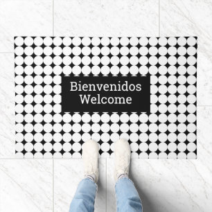 Dotted Bilingual Welcome Bienvenidos sign Doormat