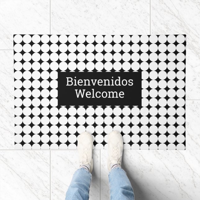 Dotted Bilingual Welcome Bienvenidos sign Doormat (Indoor)
