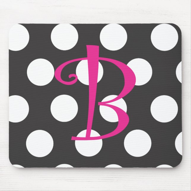 Dotted Black/Hot Pink Mousepad Initial "B" (Front)