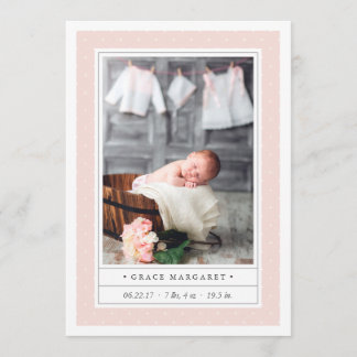 Dotted Blush | Double Sided Birth Announcement
