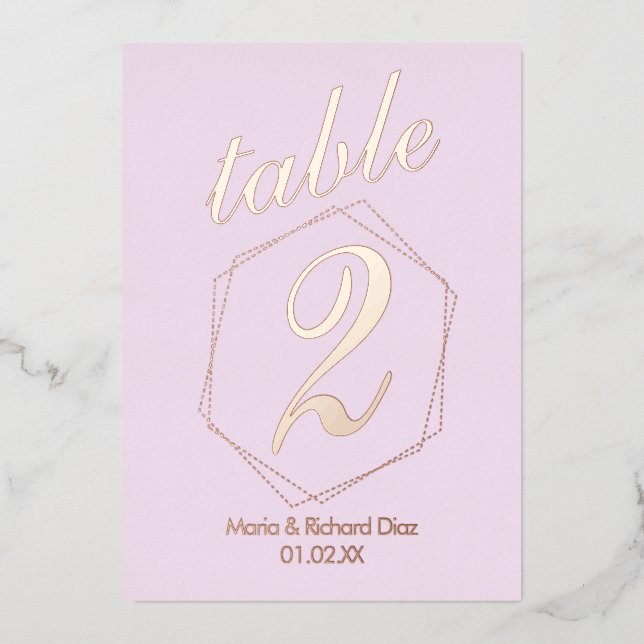 Dotted Border Pressed  Foil Table Number (Front)