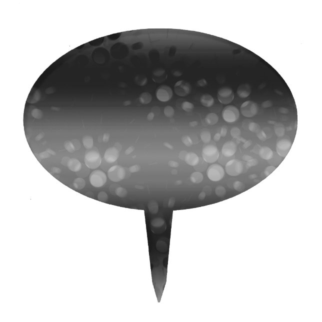 Dotted Bursts Pattern - Black, Gray, White Cake Topper (Front)