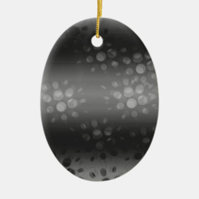 Dotted Bursts Pattern - Black, Gray, White Ceramic Ornament (Front)
