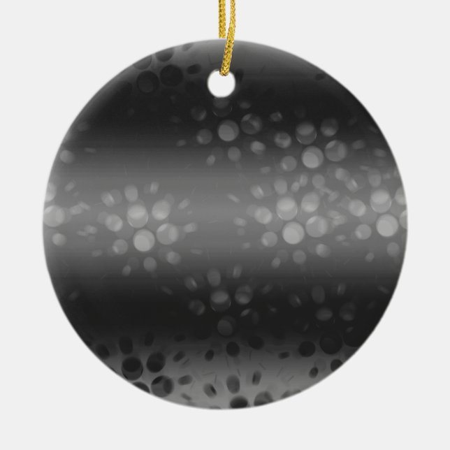 Dotted Bursts Pattern - Black, Gray, White Ceramic Ornament (Front)