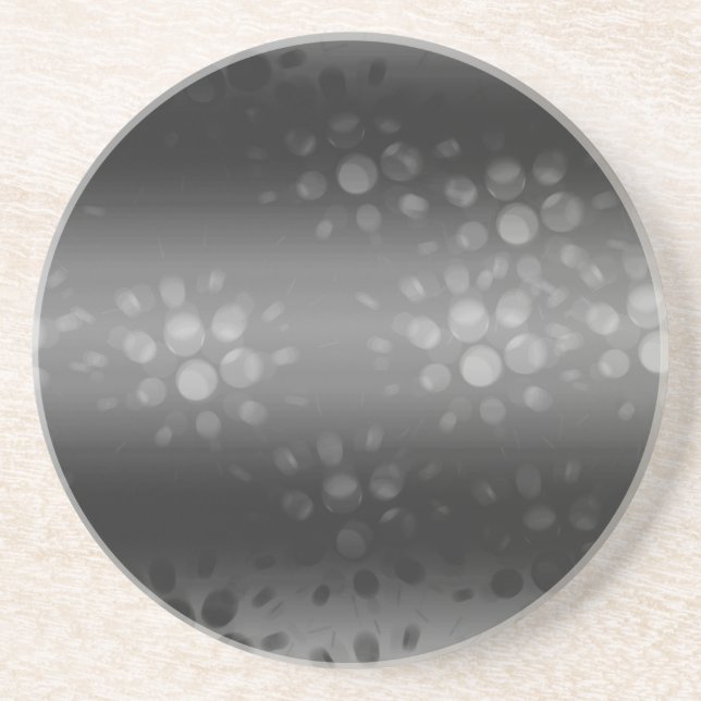Dotted Bursts Pattern - Black, Gray, White Drink Coaster (Front)