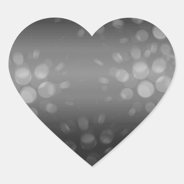 Dotted Bursts Pattern - Black, Gray, White Heart Sticker (Front)