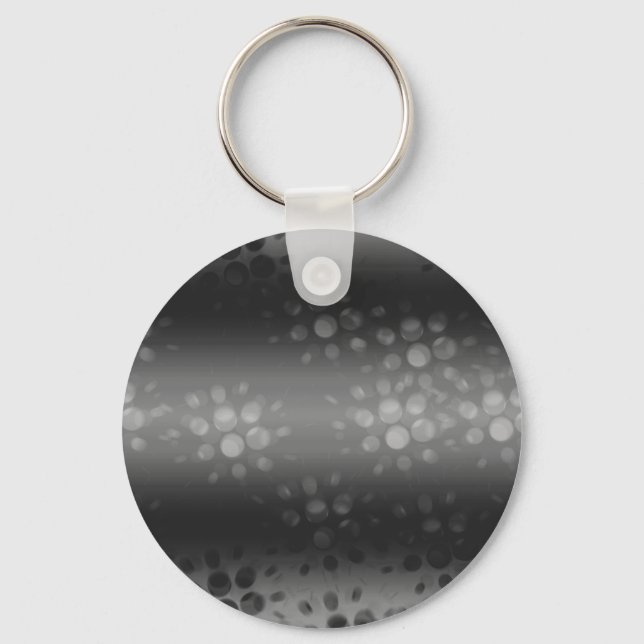 Dotted Bursts Pattern - Black, Gray, White Keychain (Front)