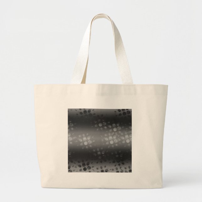 Dotted Bursts Pattern - Black, Gray, White Large Tote Bag (Front)
