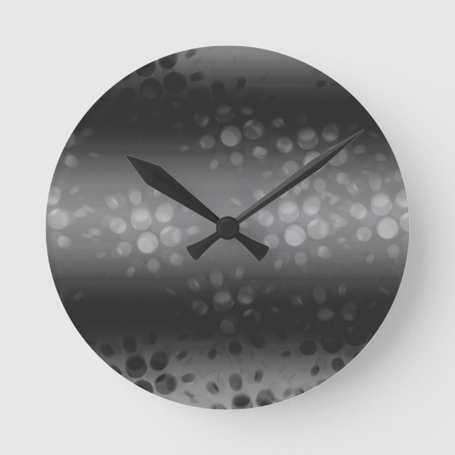 Dotted Bursts Pattern - Black, Gray, White Round Clock (Front)