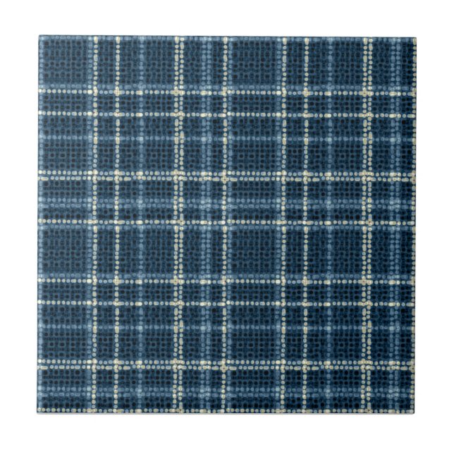 Dotted checkered pattern. Gray-blue. Ceramic Tile (Front)