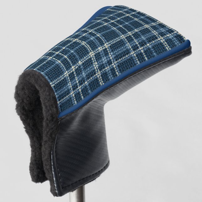 Dotted checkered pattern. Gray-blue. Golf Head Cover (3/4 Front)