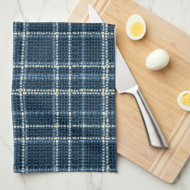 Dotted checkered pattern. Gray-blue. Kitchen Towel (Quarter Fold)