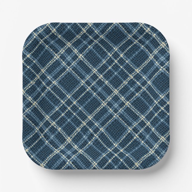 Dotted checkered pattern. Gray-blue. Paper Plates (Front)