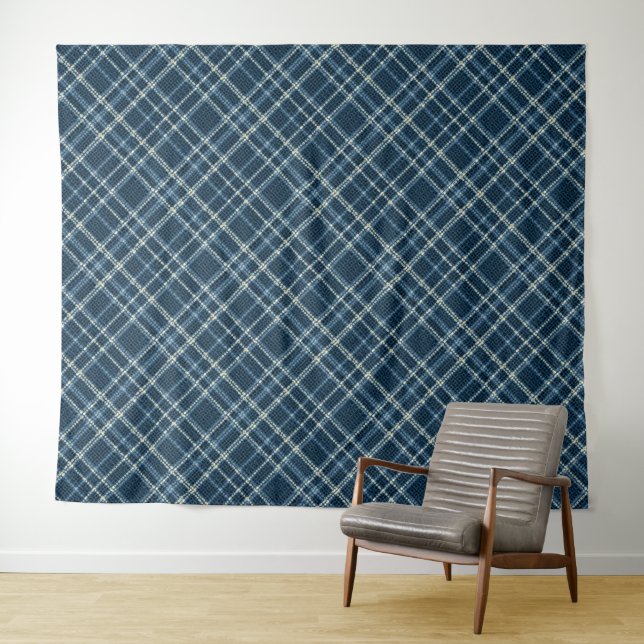 Dotted checkered pattern. Gray-blue. Tapestry (In Situ (Horizontal))