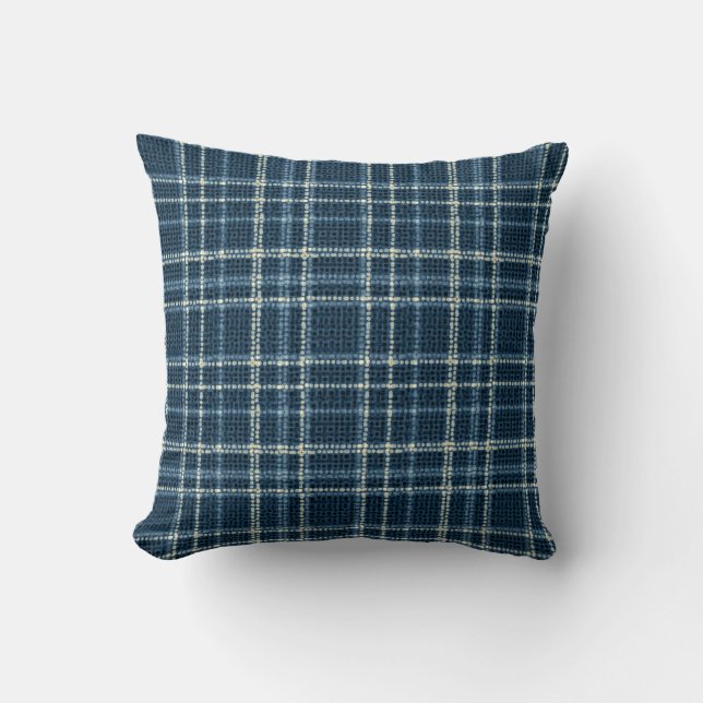 Dotted checkered pattern. Gray-blue. Throw Pillow (Front)