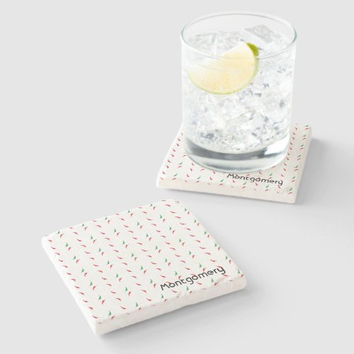 Dotted Chile Pepper Pattern Stone Coaster