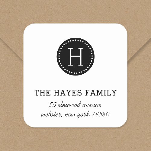 Dotted Circle Family Monogram Address Labels