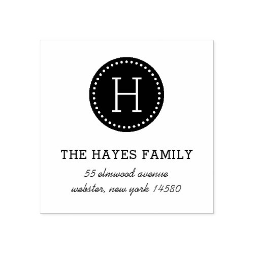 Dotted Circle Family Monogram Address Stamp