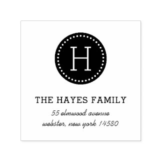 Dotted Circle Family Monogram Address Stamp