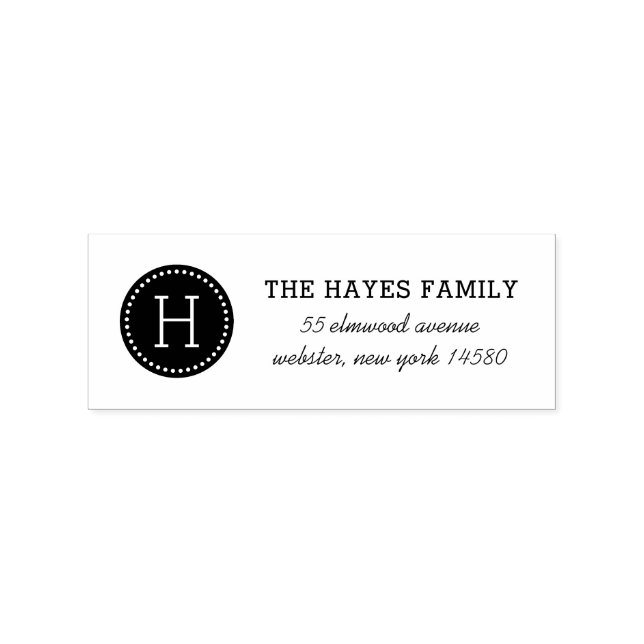 Dotted Circle Family Monogram Address Stamp (Imprint)