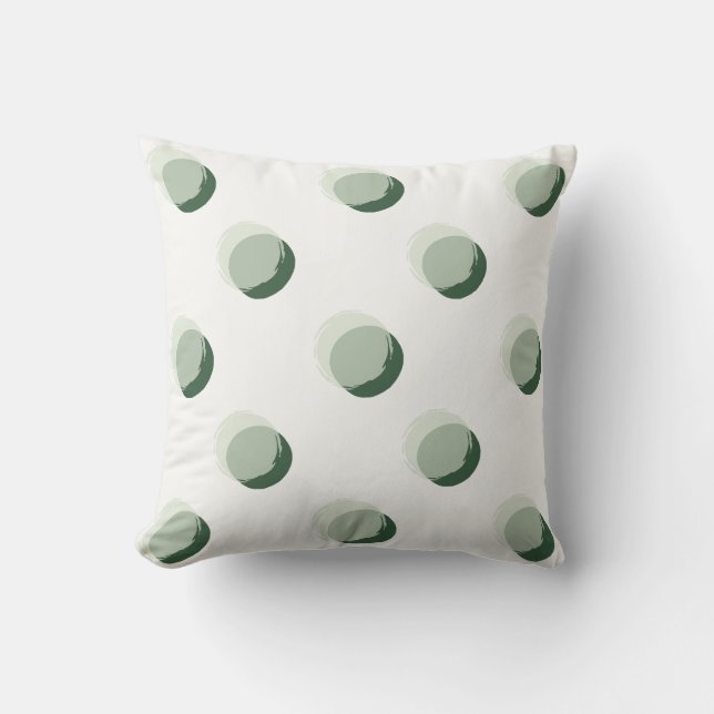 Dotted Delight Deep Green Sage Throw Pillow (Front)
