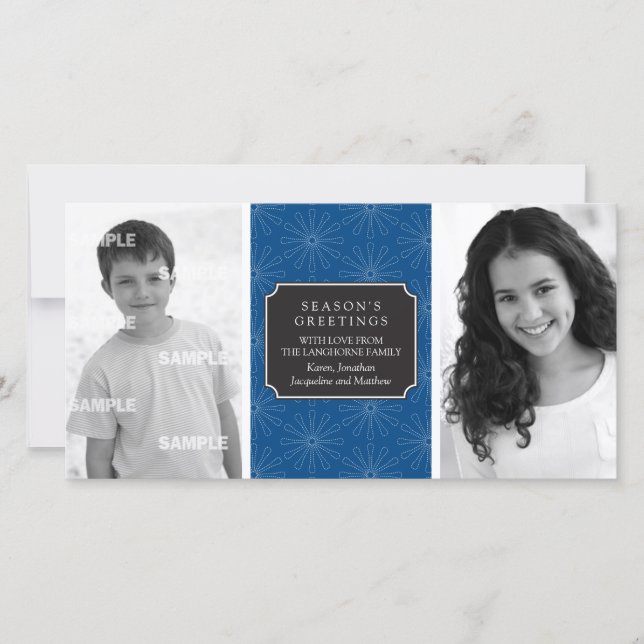 Dotted Floral Frame Photo Card (Front)