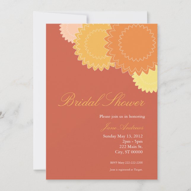 Dotted Flowers - Orange, Yellow Invitation (Front)