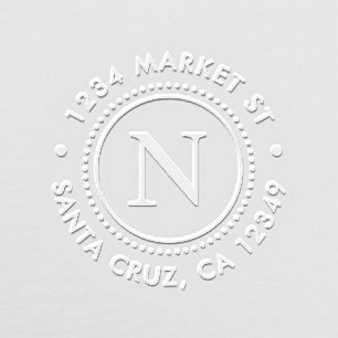Dotted Frame Custom Monogram Round Return Address Embosser