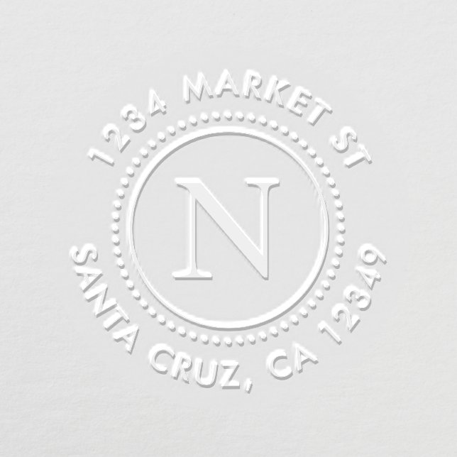 Dotted Frame Custom Monogram Round Return Address  Embosser (Design)
