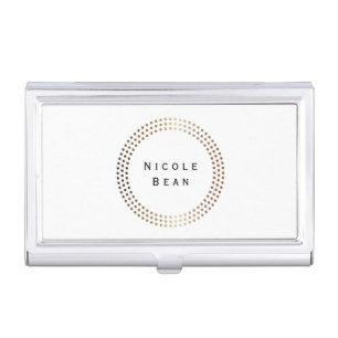 Dotted Gold Circles Modern Business Card Holder