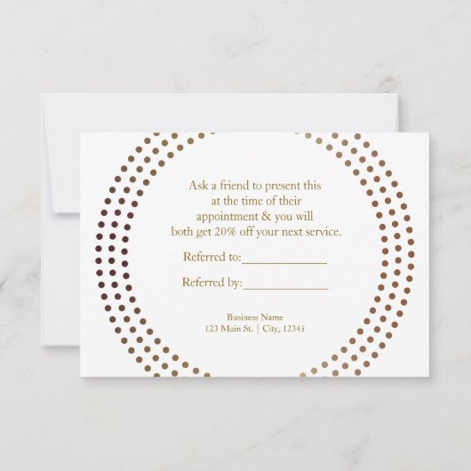 Dotted Gold Circles Modern Dots Referral Card (Back)