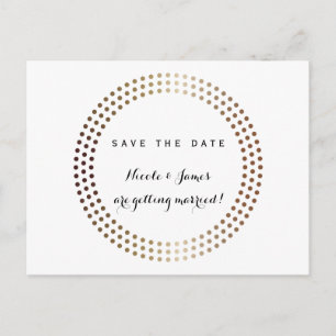 Dotted Gold Circles Modern Save The Date Postcard
