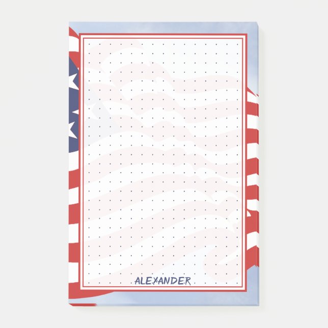 Dotted Grid Patriotic American Flag Illustration Post-it Notes (Front)