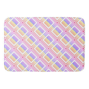 Dotted Grid: Repetitive Purple and yellow Square Bath Mat