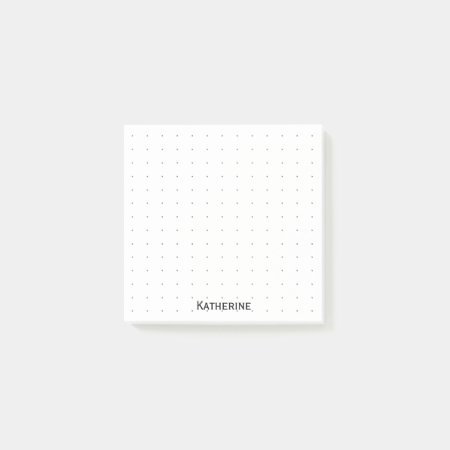 Dotted Grid Your Name Corporate Minimalist Black Post-it Notes