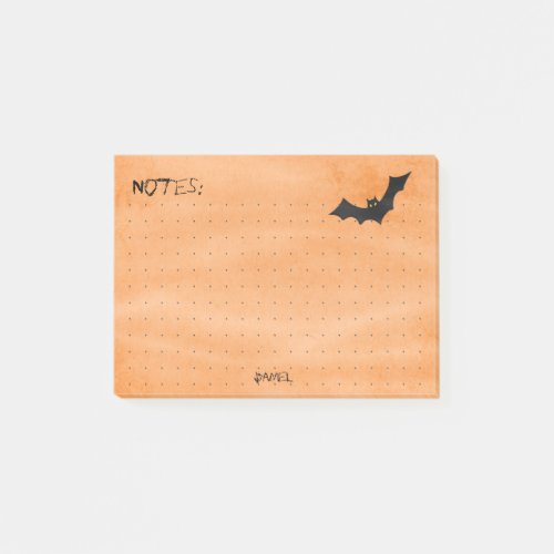 Dotted  Halloween Bat Black Silhouette Orange Fog Post_it Notes