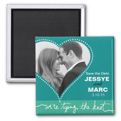 Dotted Heart Save the Date turquoise Magnet