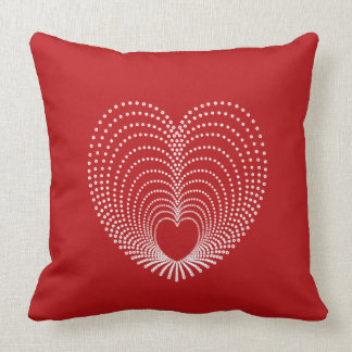 Dotted Hearts on Red Throw Pillow