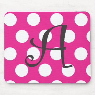 Dotted Hot Pink Mousepad Initial "A"