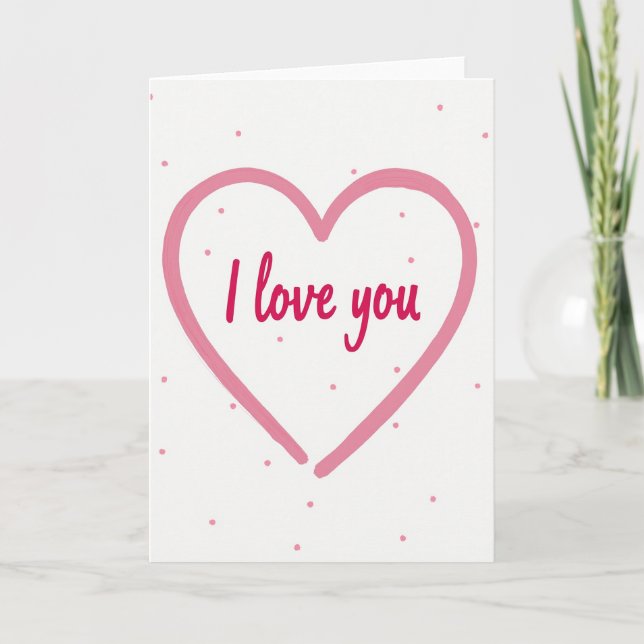 Dotted I Love You Pink Heart Card (Front)
