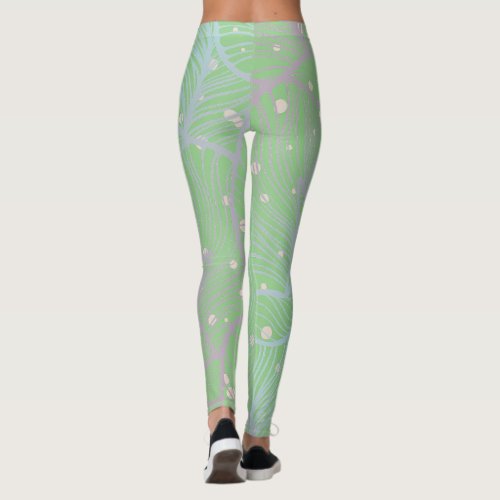 Dotted Leaves Green Leggings